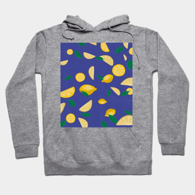 Lemon lovers blue background digital pattern Hoodie by kuallidesigns